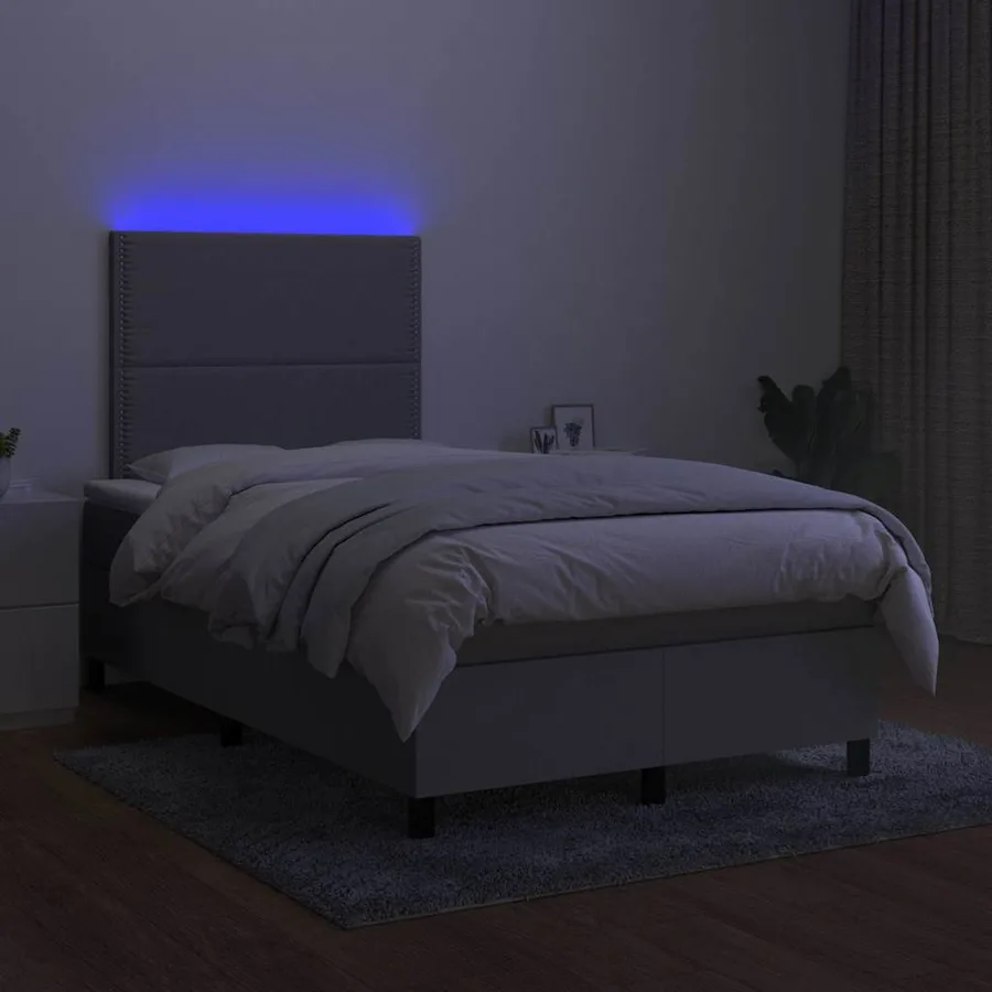 Sommier à lattes de lit matelas LED gris clair 120x190 cm tissu - 4