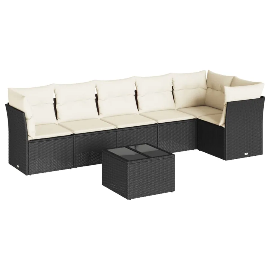 Salon de jardin 7 pcs avec coussins noir résine tressée 62 x 62 x 69 cm - 60,9 kg - 2