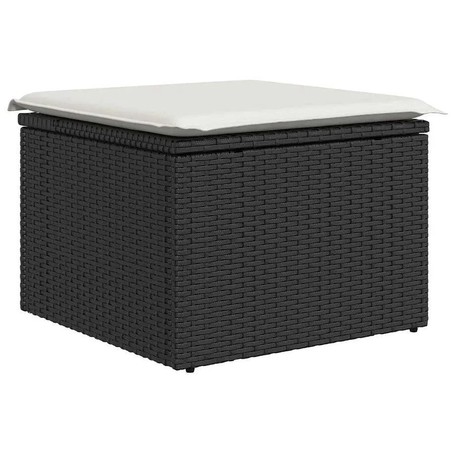 Salon de jardin 9 pcs avec coussins noir résine tressée - 5