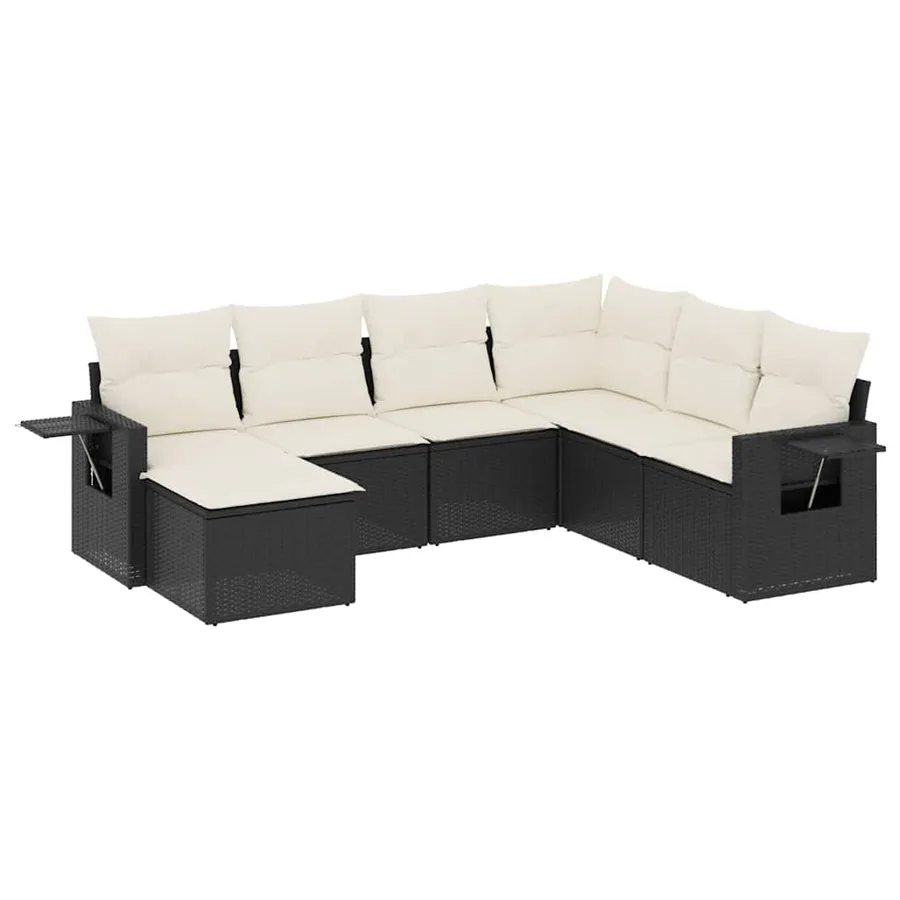 Salon de jardin 7 pcs avec coussins noir résine tressée 55 x 62 x 69 cm - 60,0 kg - 2