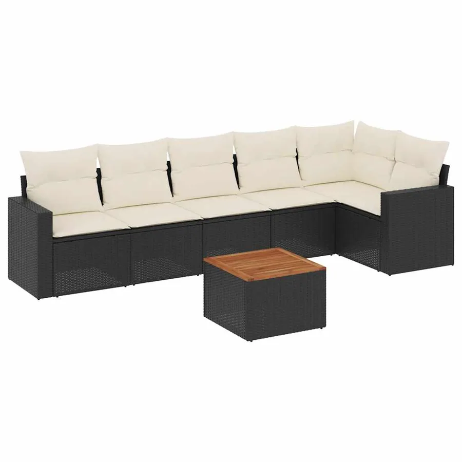 Salon de jardin 7 pcs avec coussins noir résine tressée 62 x 62 x 69 cm - 59,4 kg - 2