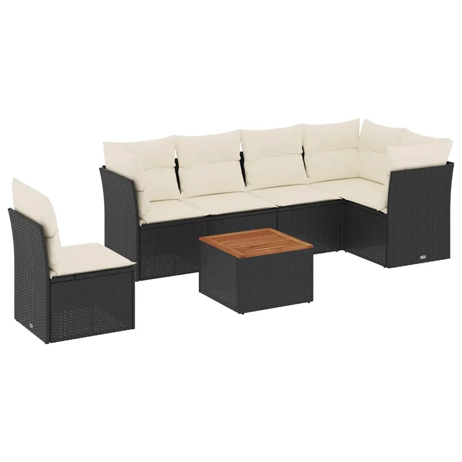 Salon de jardin 7 pcs avec coussins noir résine tressée 62 x 62 x 69 cm - 60,1 kg - 2