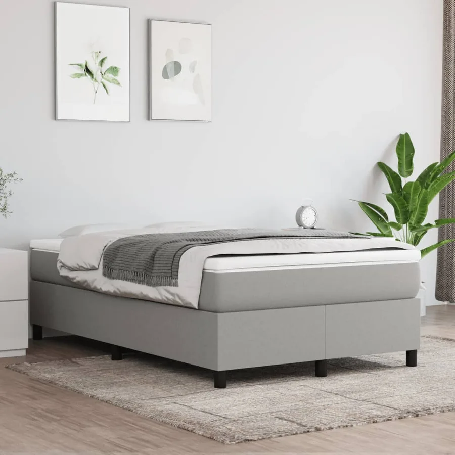Sommier à lattes de lit et matelas gris clair 120x190 cm tissu - 3