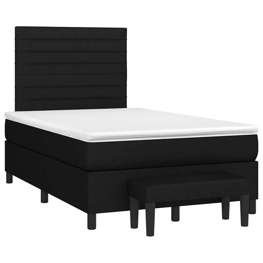 Sommier à lattes de lit avec matelas noir 120x190 cm tissu - 2