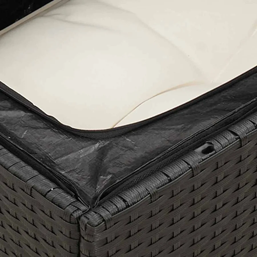 Salon de jardin 10 pcs avec coussins noir résine tressée - 8