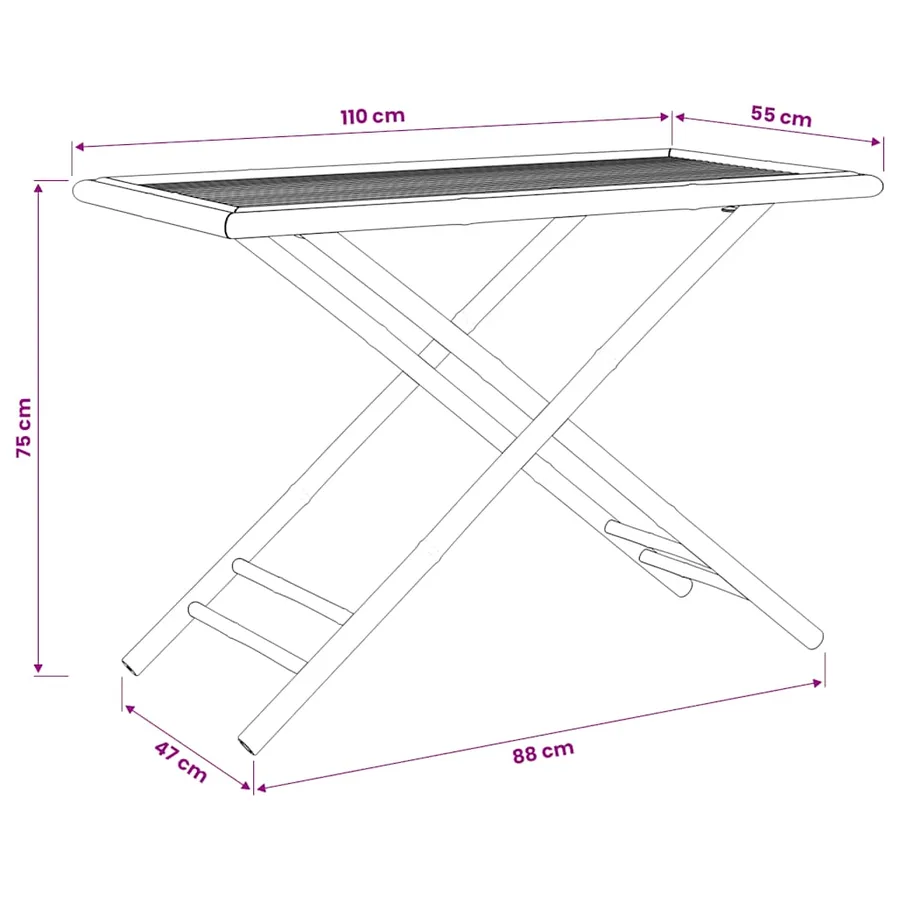 Ensemble de bistro pliante 5 pcs et coussins gris foncé bambou - 12