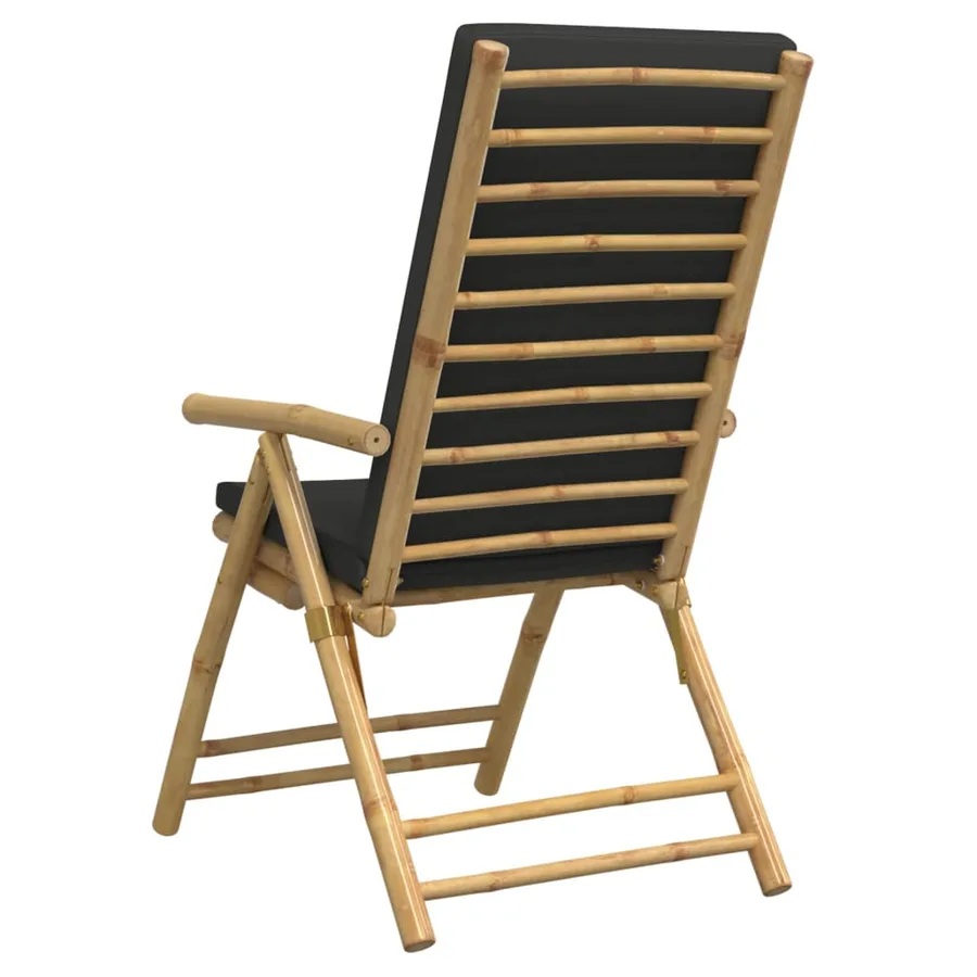 Chaises inclinables de jardin pliantes lot de 4 coussins bambou - 6