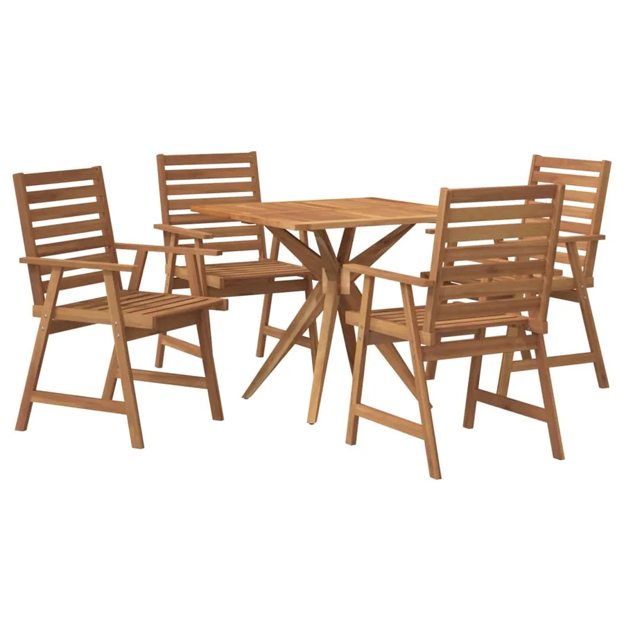 Ensemble à manger de jardin 5 pcs Bois d'acacia solide - 2