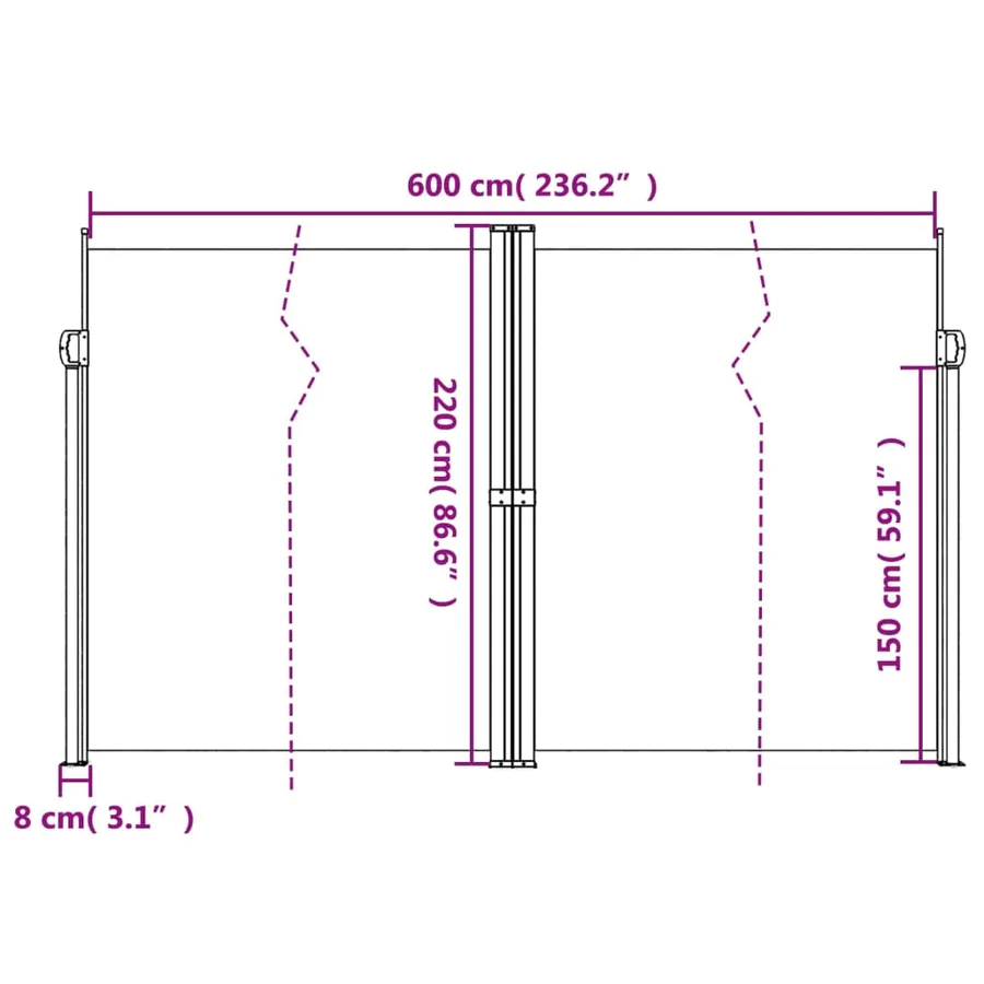 Auvent latéral rétractable marron 220x600 cm - 10