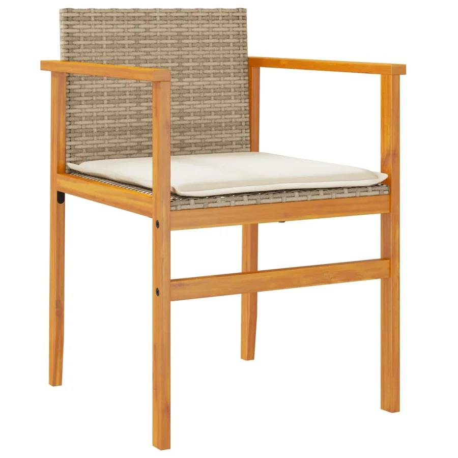 Chaises de jardin coussins lot de 2 beige résine tressée bois - 4