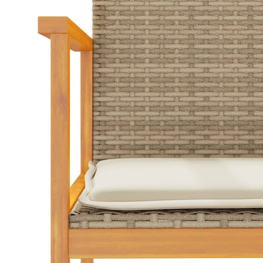 Chaises de jardin coussins lot de 2 beige résine tressée bois - 8
