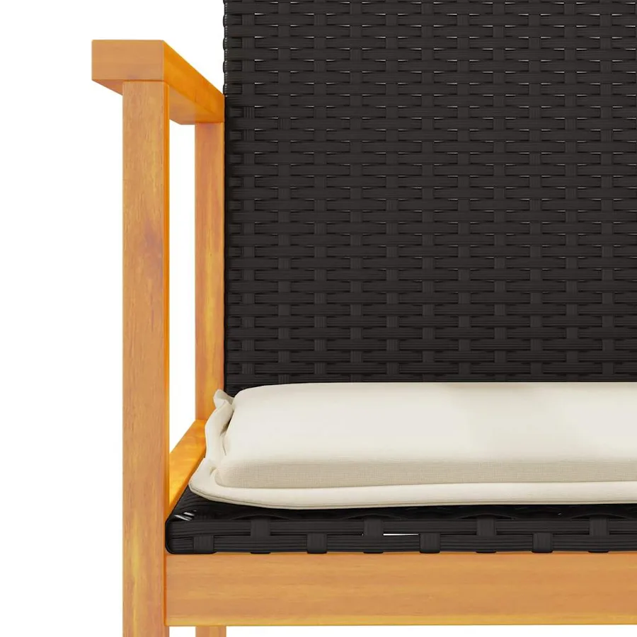 Chaises de jardin coussins lot de 2 noir résine tressée et bois - 8