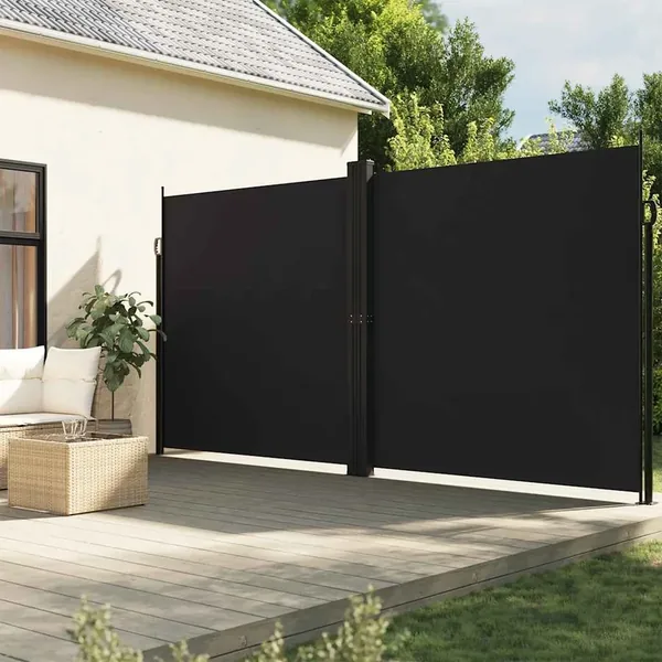 Auvent latéral rétractable noir 220x600 cm
