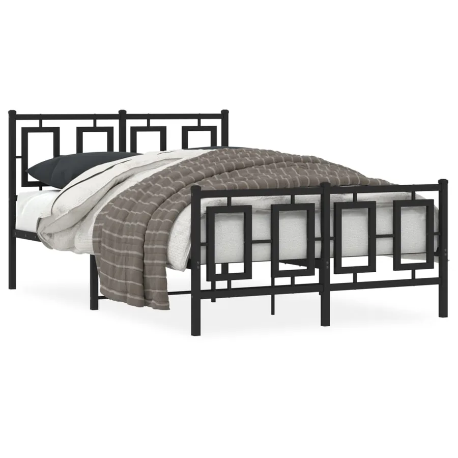 Cadre de lit métal sans matelas avec pied de lit noir 120x190cm - 2
