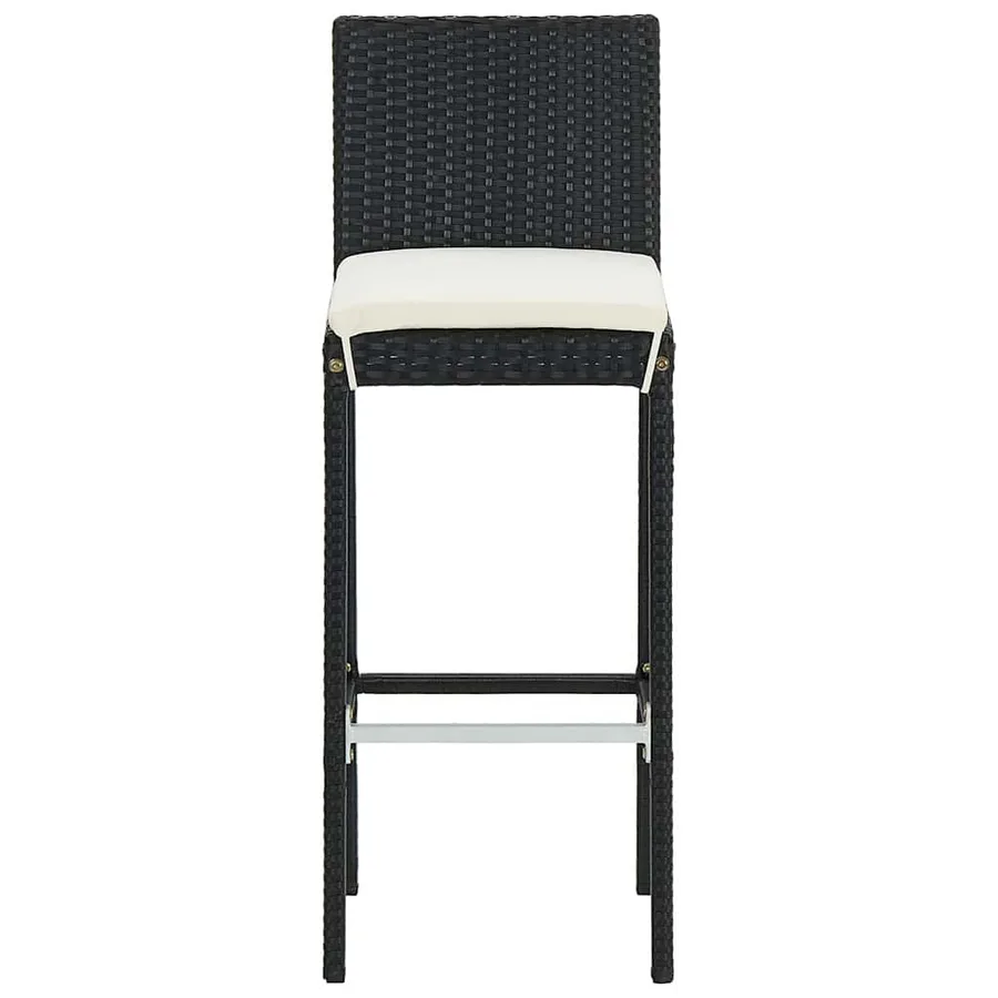 Ensemble de bar de jardin 5 pcs noir bois massif acacia rotin - 6