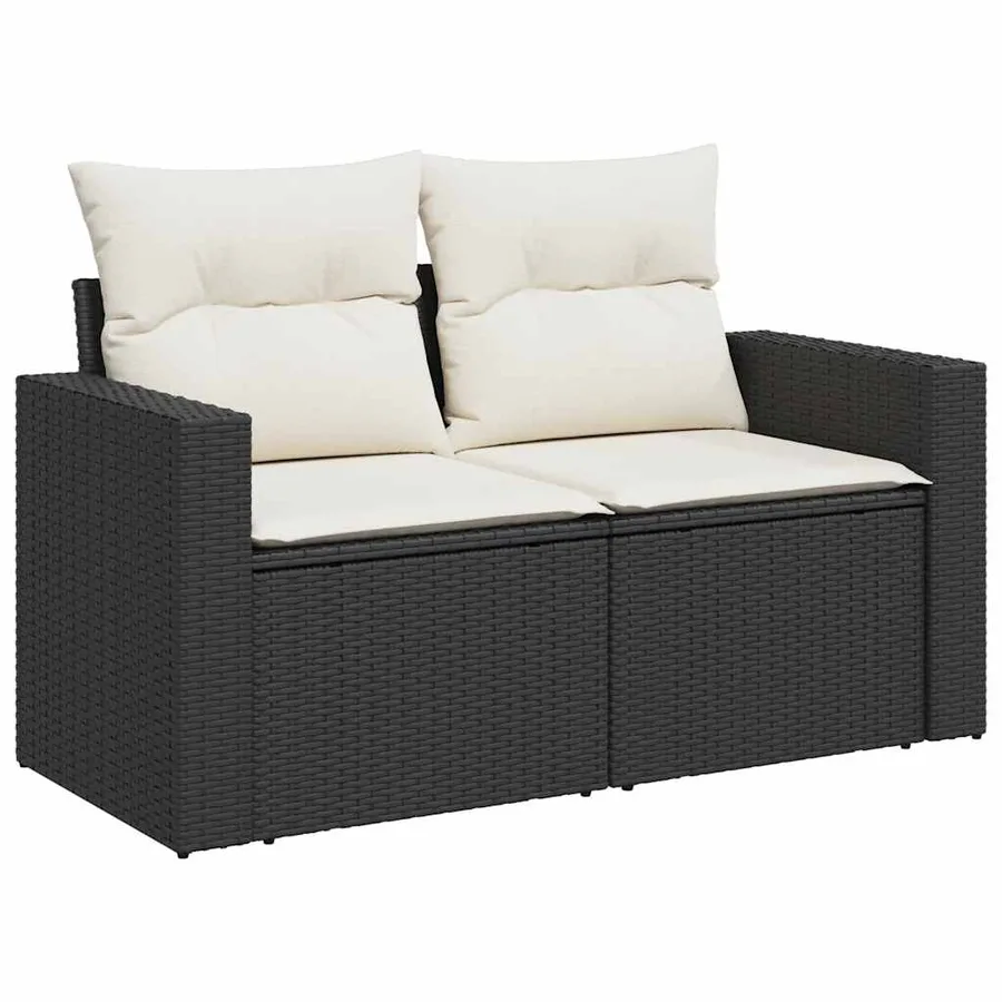 Salon de jardin avec coussins 13 pcs noir résine tressée - 4