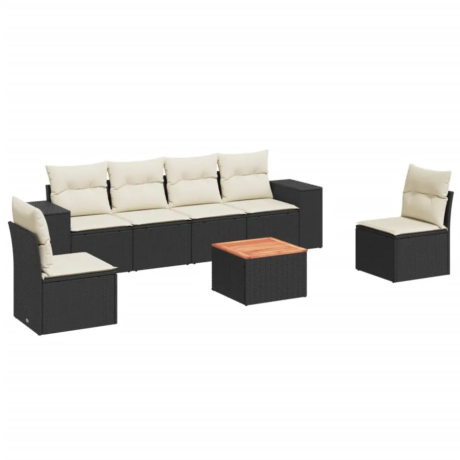 Salon de jardin 7 pcs avec coussins noir résine tressée 55 x 62 x 69 cm - 60,6 kg - 2