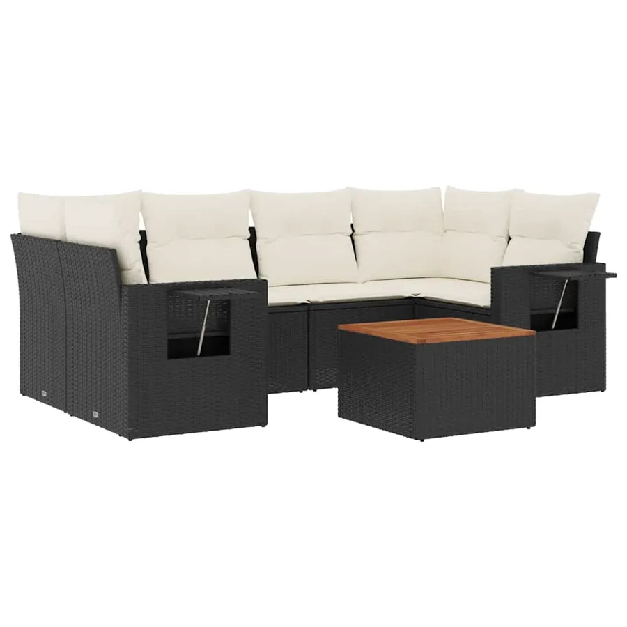 Salon de jardin 7 pcs avec coussins noir résine tressée 62 x 62 x 69 cm - 63,3 kg - 2