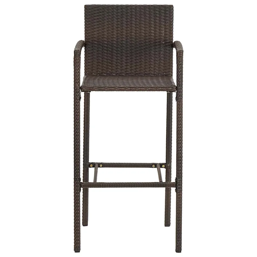Ensemble de bar de jardin 7 pcs marron bois massif acacia rotin - 6