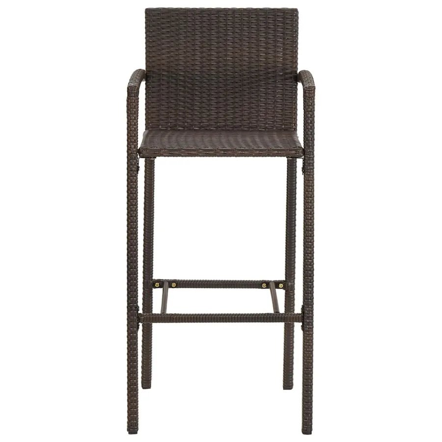 Ensemble de bar de jardin 3 pcs marron bois massif acacia rotin - 6