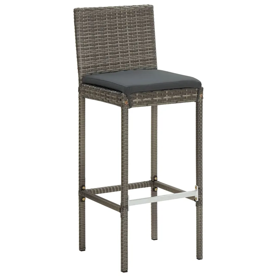 Ensemble de bar de jardin 5 pcs gris bois massif acacia rotin - 4