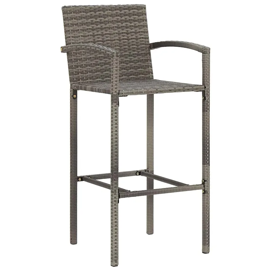 Ensemble de bar de jardin 7 pcs gris bois massif acacia rotin - 4