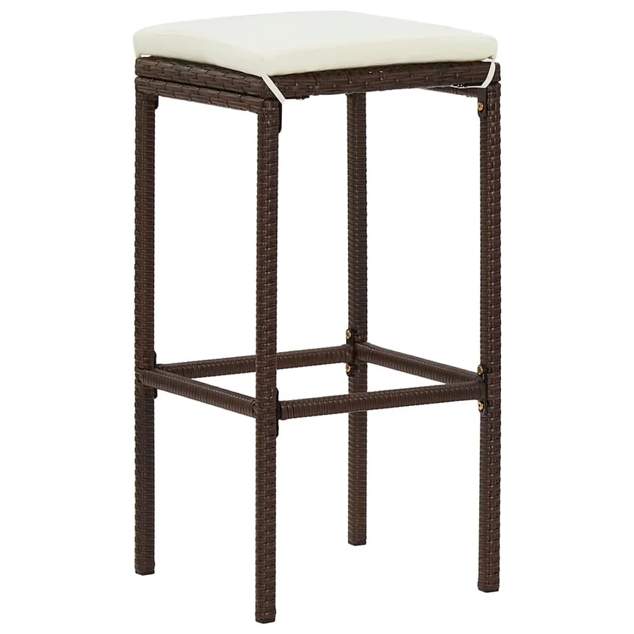 Ensemble de bar de jardin 7 pcs marron bois massif acacia rotin - 4