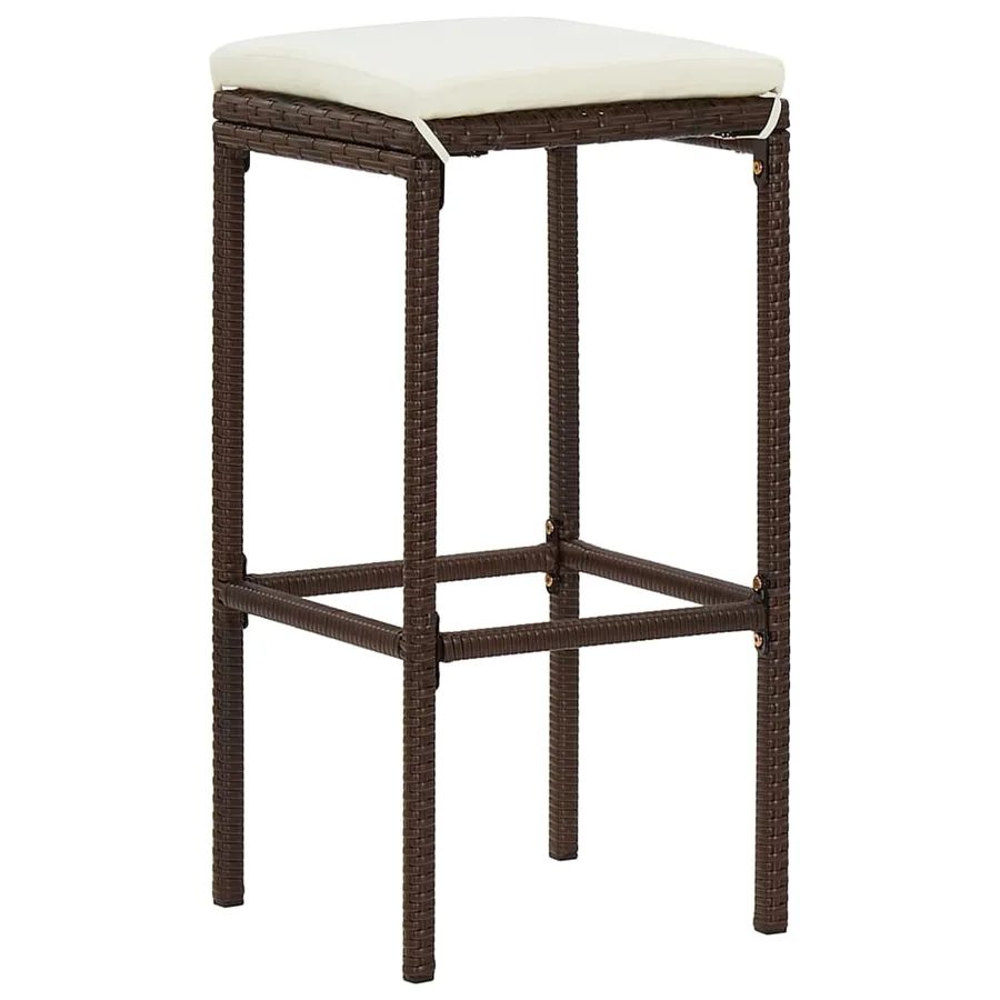 Ensemble de bar de jardin 3 pcs marron bois massif acacia rotin - 4
