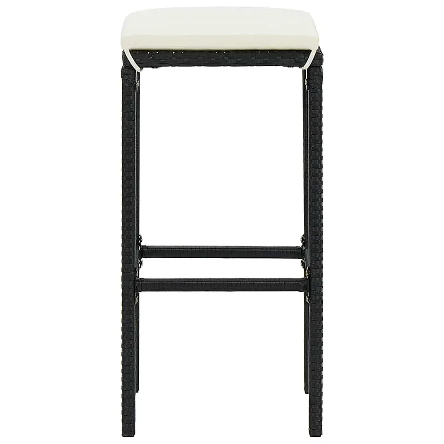Ensemble de bar de jardin 5 pcs noir bois massif acacia rotin - 6