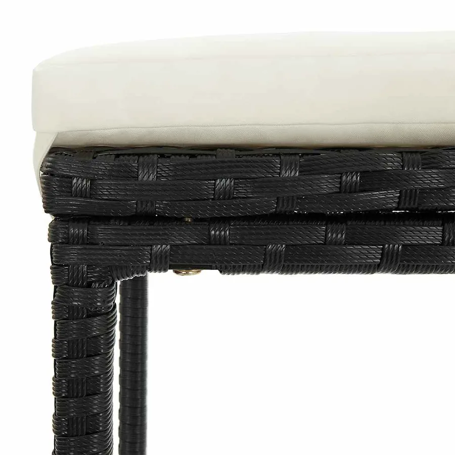 Ensemble de bar de jardin 5 pcs noir bois massif acacia rotin - 9