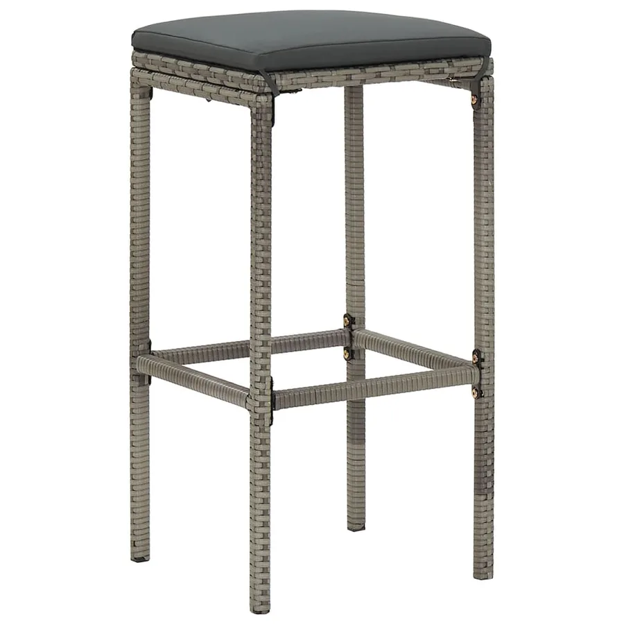 Ensemble de bar de jardin 7 pcs gris bois massif acacia rotin - 4