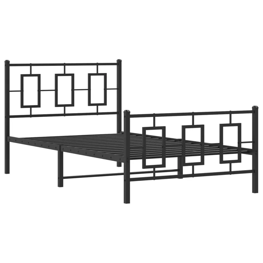 Cadre de lit métal sans matelas et pied de lit noir 100x200 cm - 3