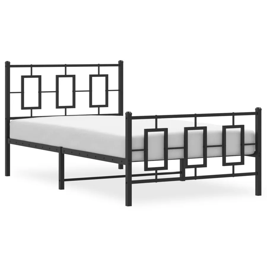 Cadre de lit métal sans matelas et pied de lit noir 100x200 cm - 4