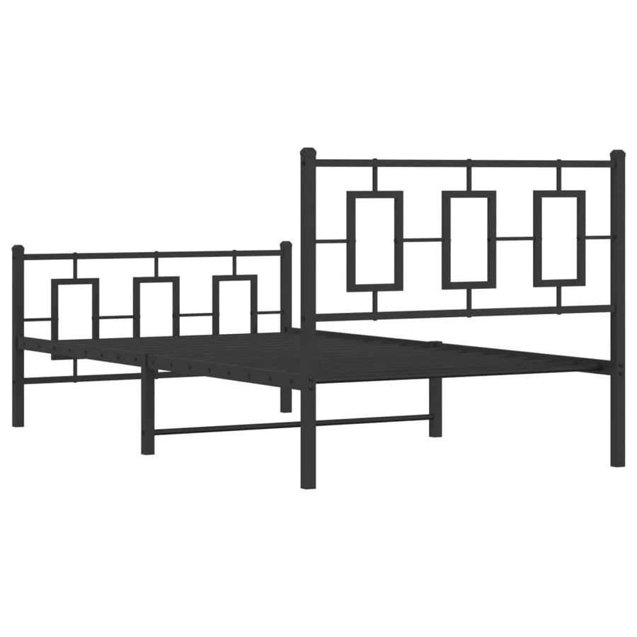 Cadre de lit métal sans matelas et pied de lit noir 100x200 cm - 7