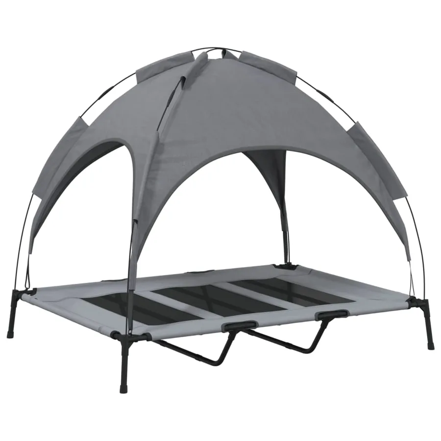 Lit pour chien avec auvent anthracite tissu Oxford et acier - 6
