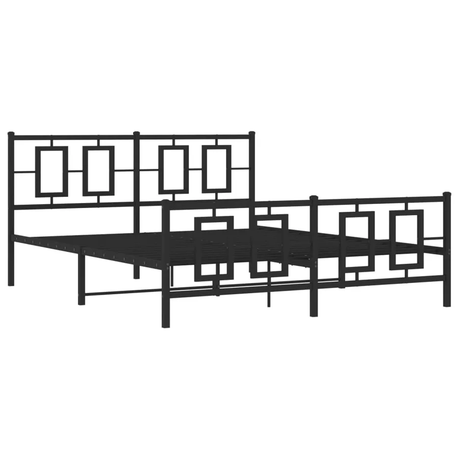 Cadre de lit métal sans matelas avec pied de lit noir 150x200cm - 3