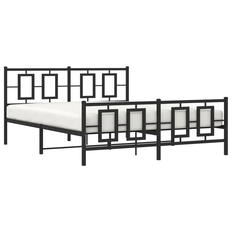 Cadre de lit métal sans matelas avec pied de lit noir 150x200cm - 4