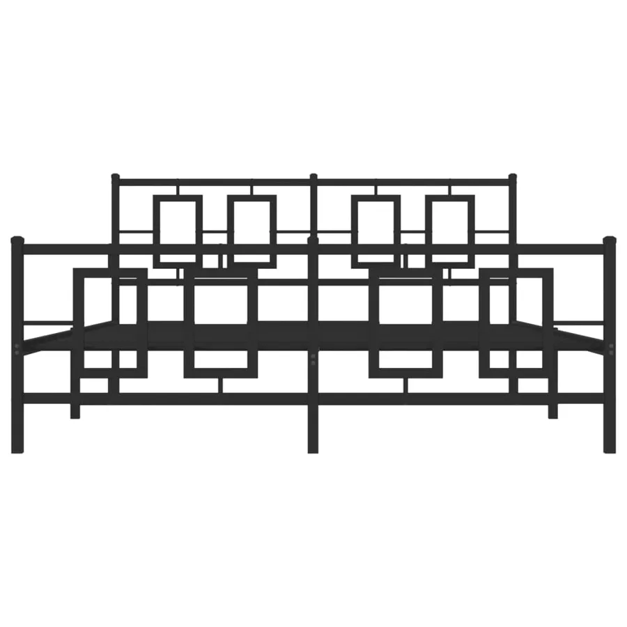 Cadre de lit métal sans matelas avec pied de lit noir 150x200cm - 5