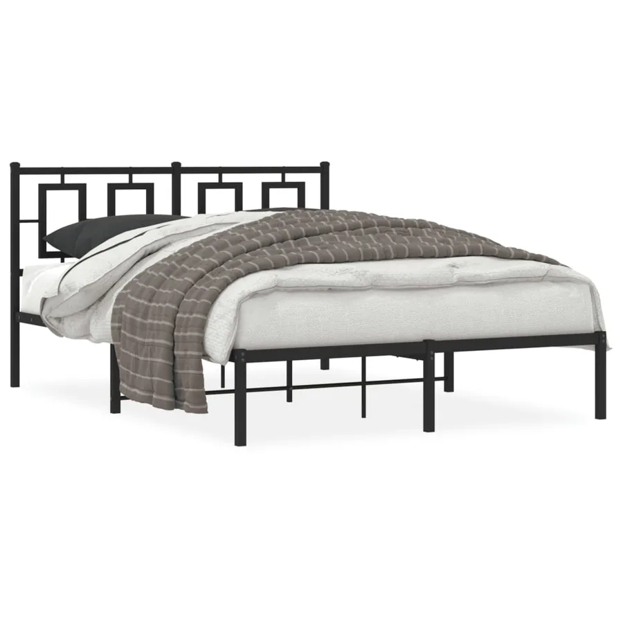 Cadre de lit métal sans matelas avec tête de lit noir 140x200cm - 2
