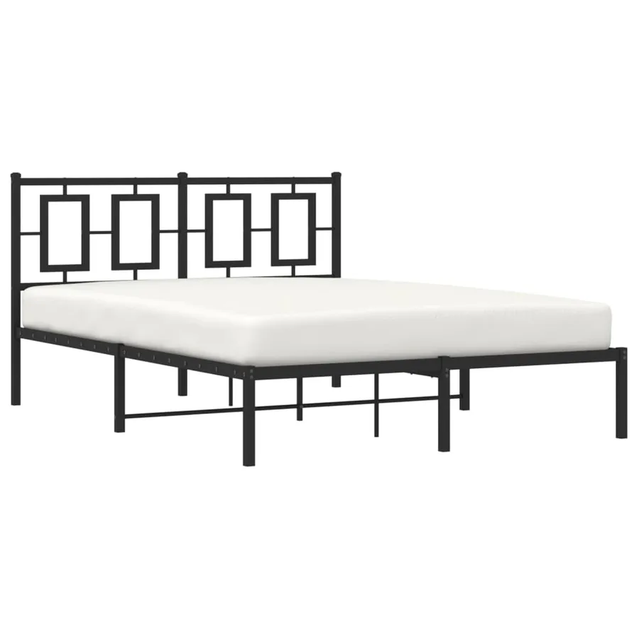 Cadre de lit métal sans matelas avec tête de lit noir 140x200cm - 4