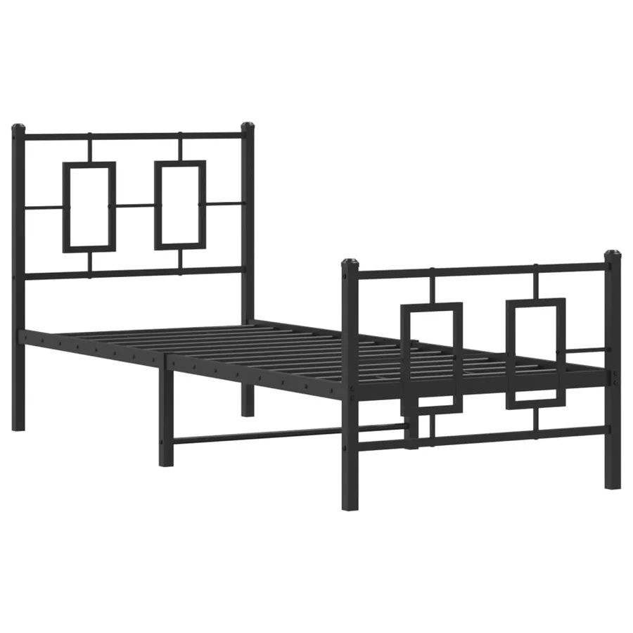 Cadre de lit métal sans matelas avec pied de lit noir 75x190 cm - 3