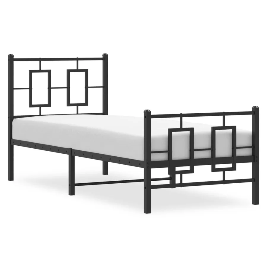 Cadre de lit métal sans matelas avec pied de lit noir 75x190 cm - 4