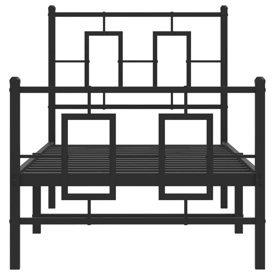 Cadre de lit métal sans matelas avec pied de lit noir 75x190 cm - 5