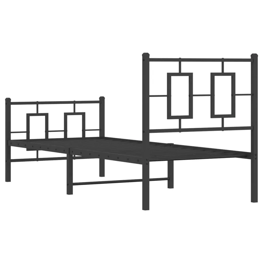 Cadre de lit métal sans matelas avec pied de lit noir 75x190 cm - 7