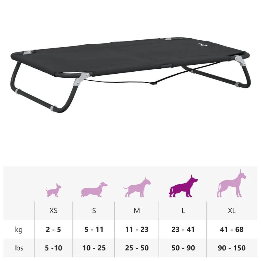 Lit pour chien pliable anthracite tissu Oxford et acier - 11
