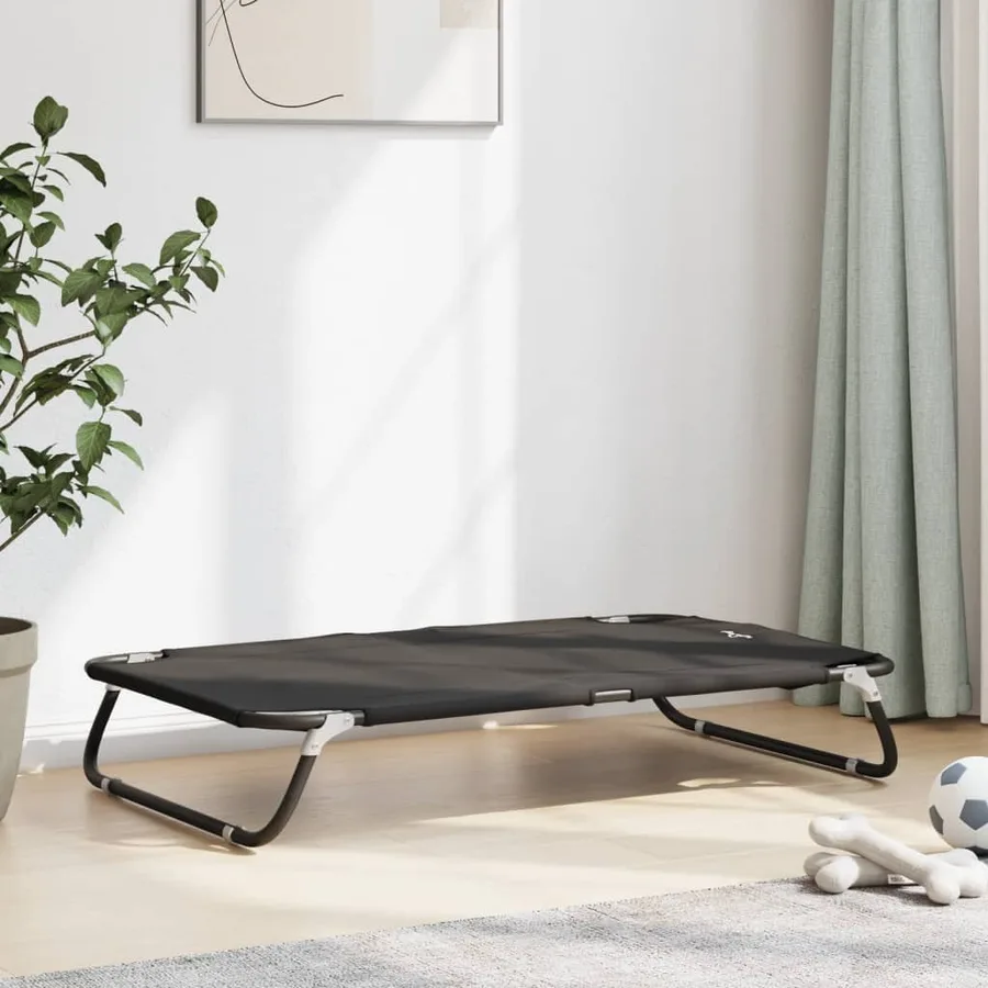 Lit pour chien pliable anthracite tissu Oxford et acier - 3