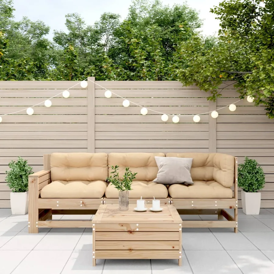 Salon de jardin 4 pcs avec coussins Bois de pin massif - 3