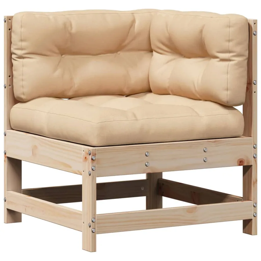 Salon de jardin 4 pcs avec coussins Bois de pin massif - 4