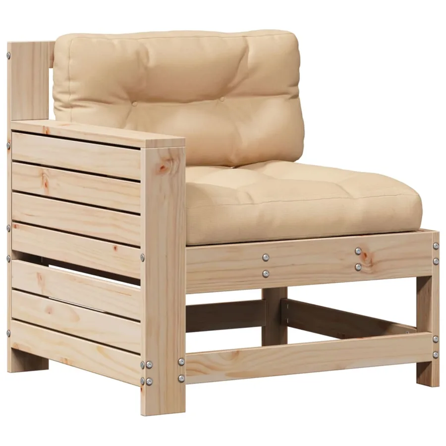 Salon de jardin 4 pcs avec coussins Bois de pin massif - 5