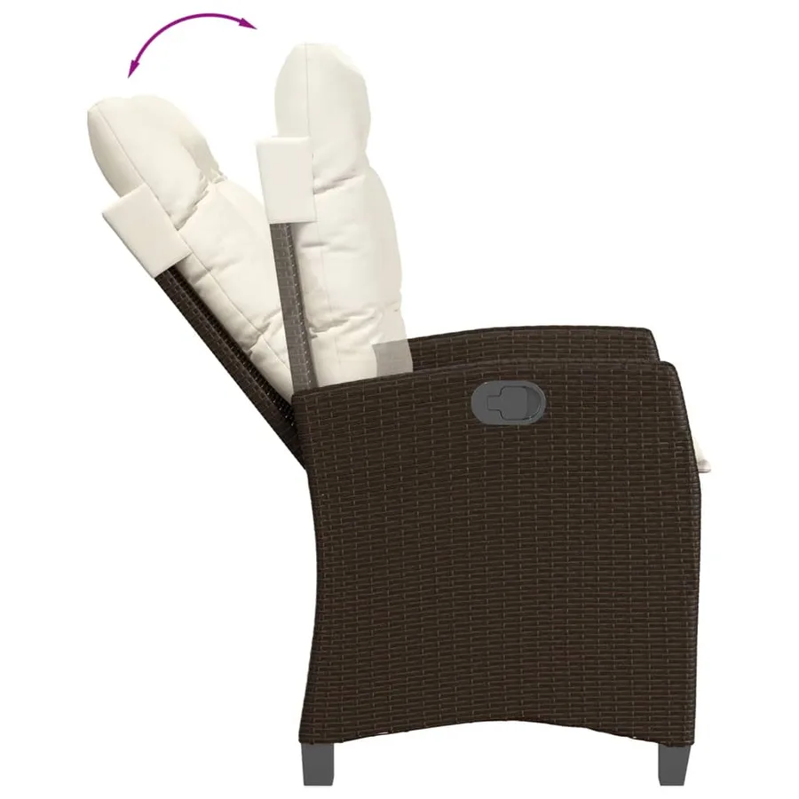Ensemble à manger de jardin et coussins 9 pcs marron poly rotin - 5